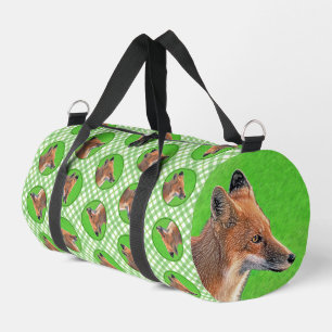 Red Fox Portrait Malerei Original Wildlife Duffle Bag