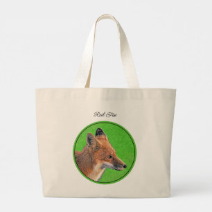 Red Fox Portrait Malerei Original Wildlife Jumbo Stoffbeutel