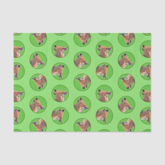 Red Fox Portrait Malerei Original Wildlife Seidenpapier (Vorderseite)