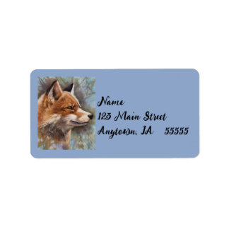 Red Fox Profil Portrait Wasserfarbe Hintergrundbil Adressaufkleber