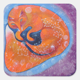 Red Fox. Quadratischer Aufkleber