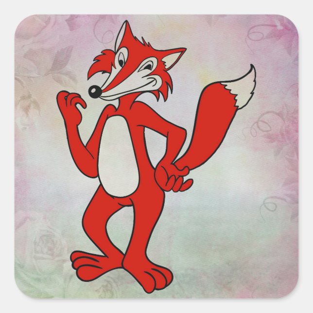Red Fox Quadratischer Aufkleber (Vorderseite)