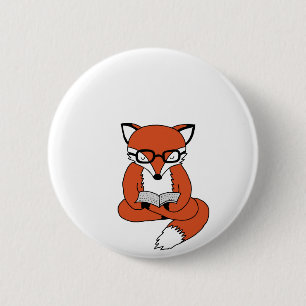 Red fox reading book button