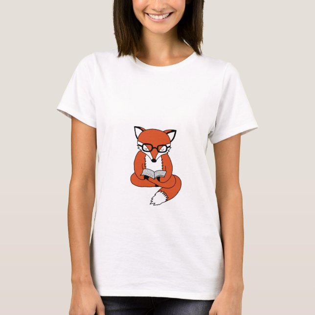 Red fox reading book T-Shirt (Vorderseite)