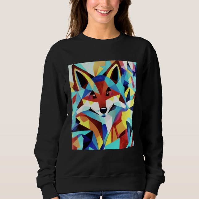 Red Fox Running Through Water Geometric Style Sweatshirt (Vorderseite)