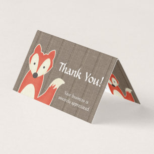 Red Fox Rustic Wood Kids Boutique Danke Karte