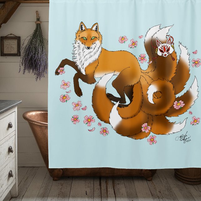 Red Fox Schwanzes Kitsune Kasai Duschvorhang (Von Creator hochgeladen)