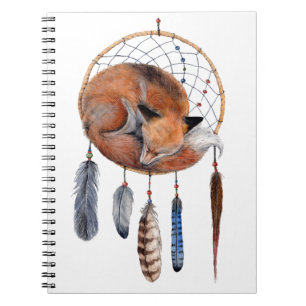 Red Fox Sleeping on Dreamcatcher Notizblock
