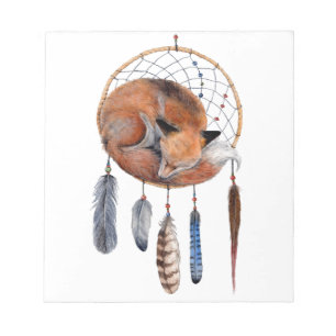 Red Fox Sleeping on Dreamcatcher Notizblock
