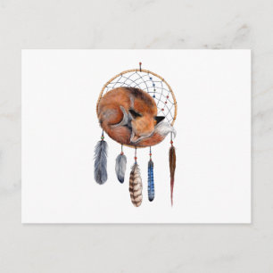 Red Fox Sleeping on Dreamcatcher Postkarte