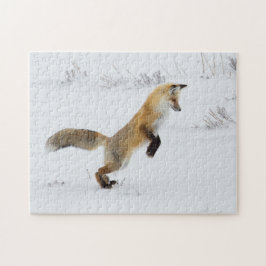 Red Fox Sprünge im Schnee Puzzle