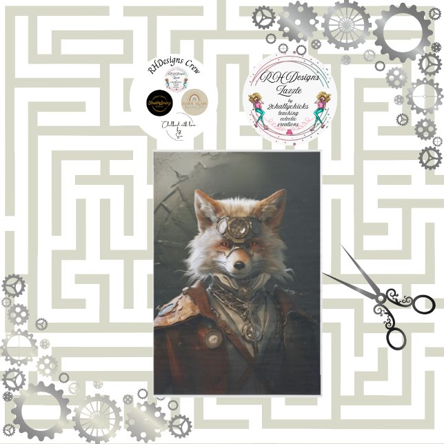 Red Fox Steampunk Dekoupage Seidenpapier (Von Creator hochgeladen)