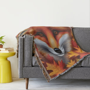 Red Fox Throw Blanket Decke