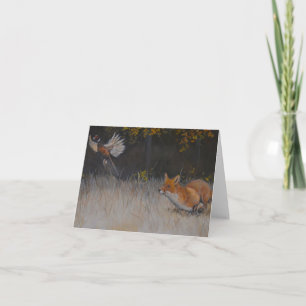 Red Fox und Fasant Fall Art Note Card Karte