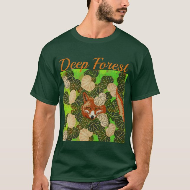 RED FOX UNTER DEN GRÜNEN BLÄTTER UND FOLIAGE T-Shirt (Vorderseite)