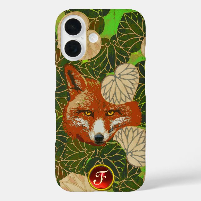 RED FOX UNTER GRÜNEN BLÄTTER UND FOLIAGE Monogramm Case-Mate iPhone Hülle (Rückseite)