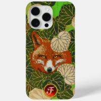RED FOX UNTER GRÜNEN BLÄTTER UND FOLIAGE Monogramm