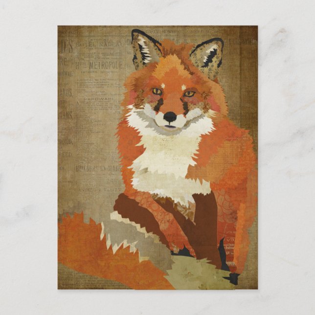 Red Fox Vintage Postkarte (Vorderseite)
