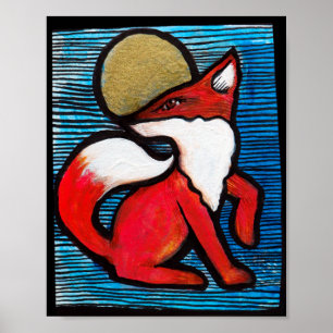 Red Fox Vollmond Loyal Foxes MoonChild Poster
