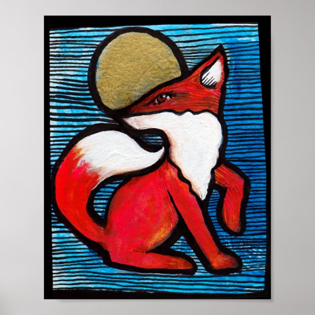 Red Fox Vollmond Loyal Foxes MoonChild Poster (Vorne)