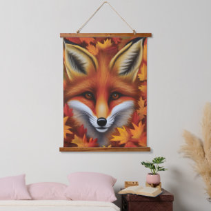 Red Fox Wall Tapestry Wandteppich Mit Holzrahmen
