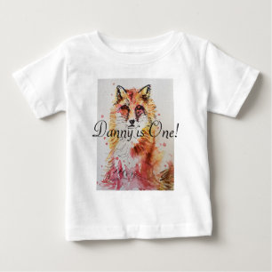 Red Fox Watercolor Erstgeburtstag Baby Boys T-shirt