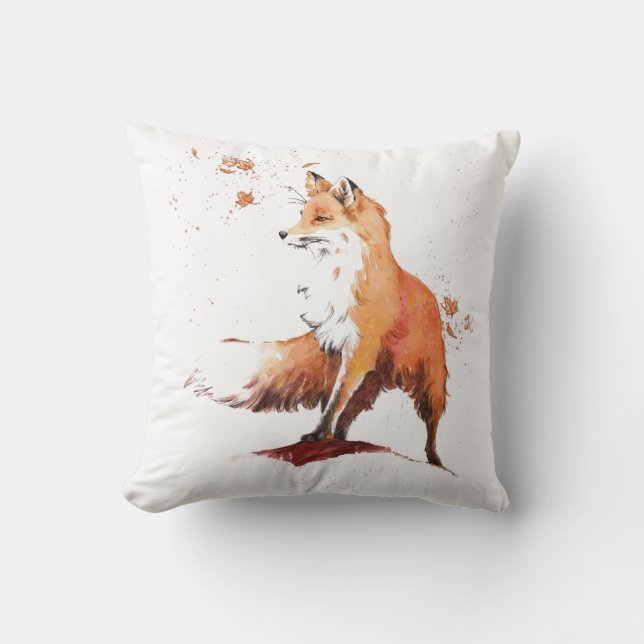 Red Fox Watercolor Kissen (Vorderseite)
