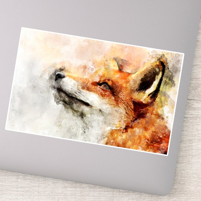 Red Fox Watercolor Portrait 01 Aufkleber (Red Fox Watercolor Portrait 01. Sticker)