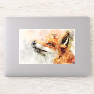 Red Fox Watercolor Portrait 01 Aufkleber
