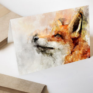 Red Fox Watercolor Portrait 01 Dankeskarte