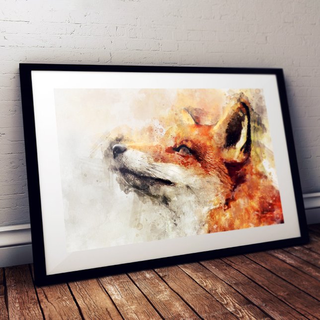 Red Fox Watercolor Portrait 01 Fotodruck (Von Creator hochgeladen)