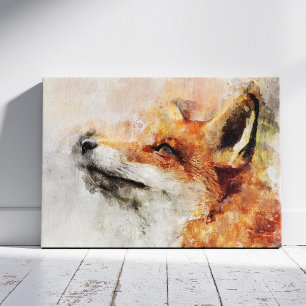 Red Fox Watercolor Portrait 01 Leinwanddruck