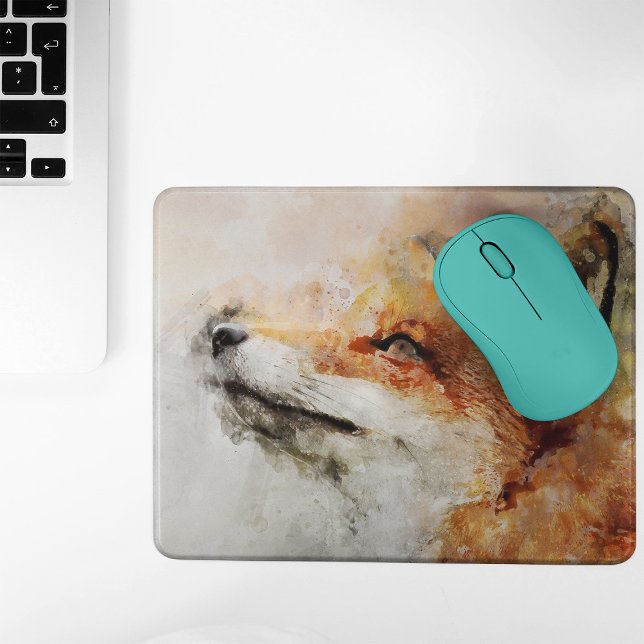Red Fox Watercolor Portrait 01 Mousepad (Red Fox Watercolor Portrait 01. Mouse Pad)