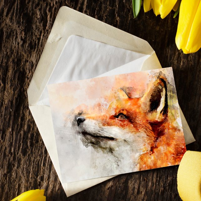 Red Fox Watercolor Portrait 01 Postkarte (Red Fox Watercolor Portrait 01. Postcard)