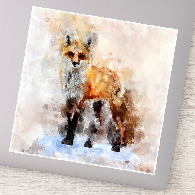 Red Fox Watercolor Portrait 02 Aufkleber (Red Fox Watercolor Portrait 02. Sticker)