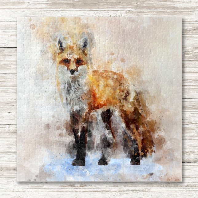 Red Fox Watercolor Portrait 02 Puzzle (Red Fox Watercolor Portrait 02. Jigsaw Puzzle)