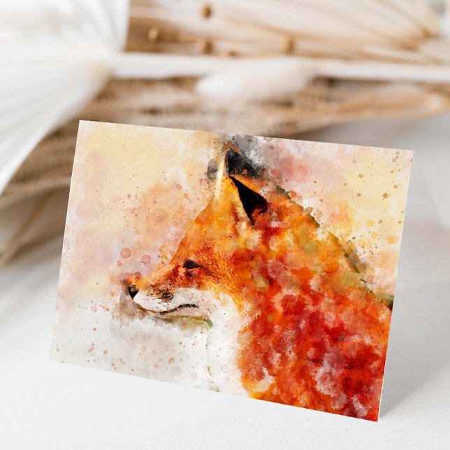 Red Fox Watercolor Portrait 03 Dankeskarte (Red Fox Watercolor Portrait 03. Thank You Card)