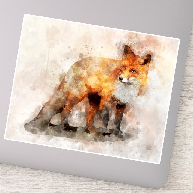Red Fox Watercolor Portrait 04 Aufkleber (Red Fox Watercolor Portrait 04. Sticker)