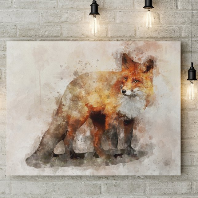 Red Fox Watercolor Portrait 04 Fotodruck (Von Creator hochgeladen)