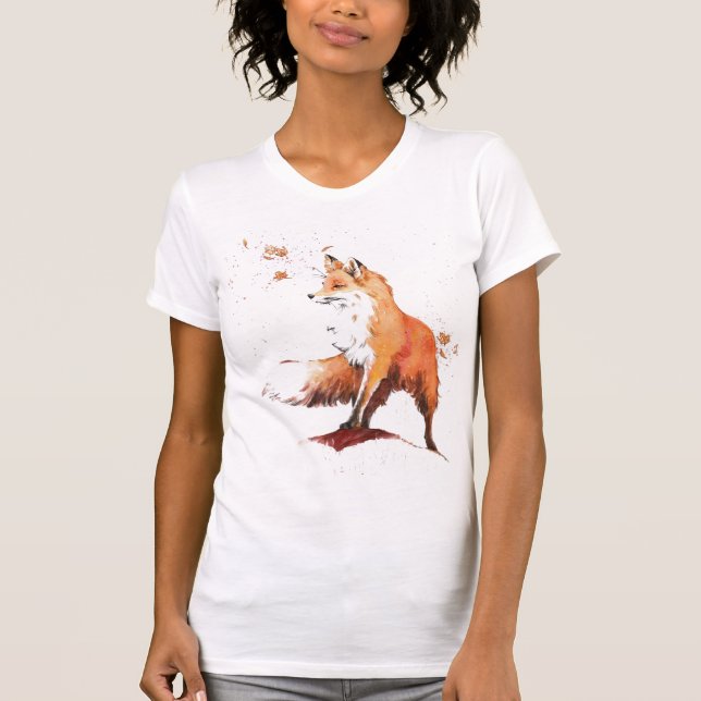 Red Fox Watercolor T-Shirt (Vorderseite)