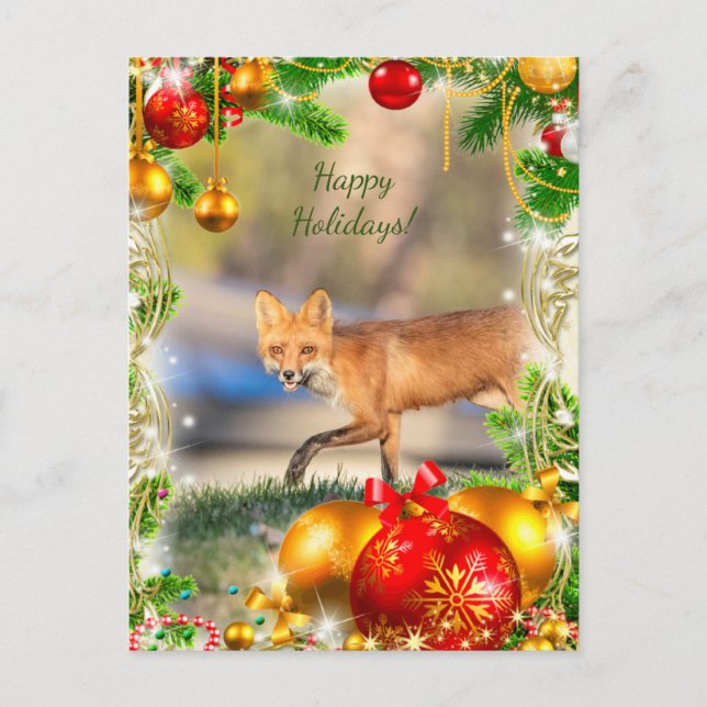 Red Fox Weihnachtskarte Feiertagspostkarte (Vorderseite)