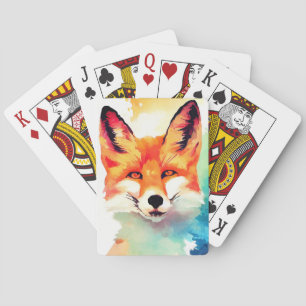 Red Fox Wild Nature Animal Color Art Malerei Spielkarten