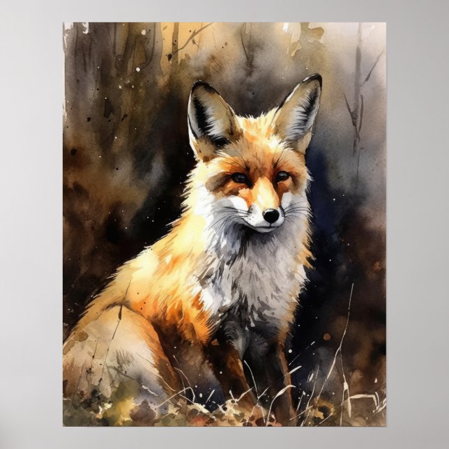 Red Fox Woodland Animal Art Print Poster (Vorne)