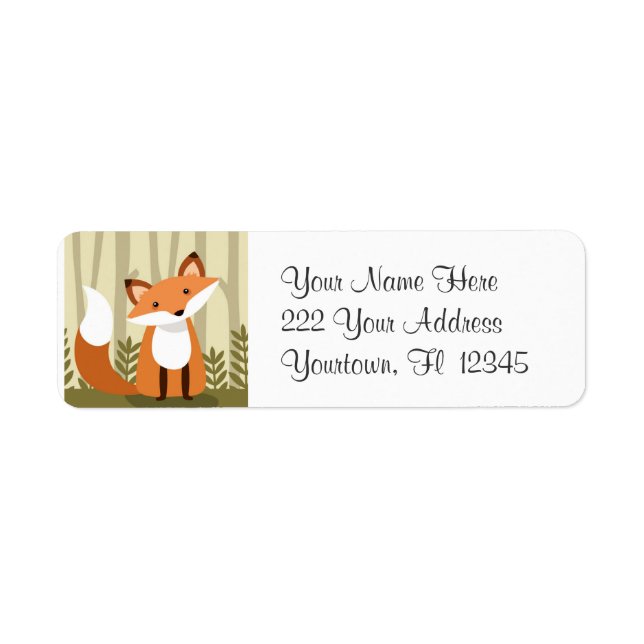 Red Fox Woodland Nature design adress label (Vorne)