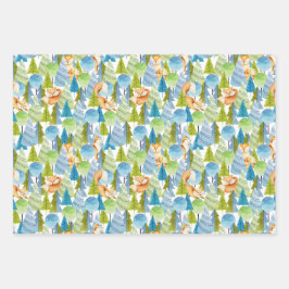 Red Fox Woodland Wildlife Pattern Geschenkpapier Set