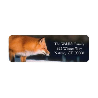 Red Fox Xmas Card Rücksendeadresse Etikett
