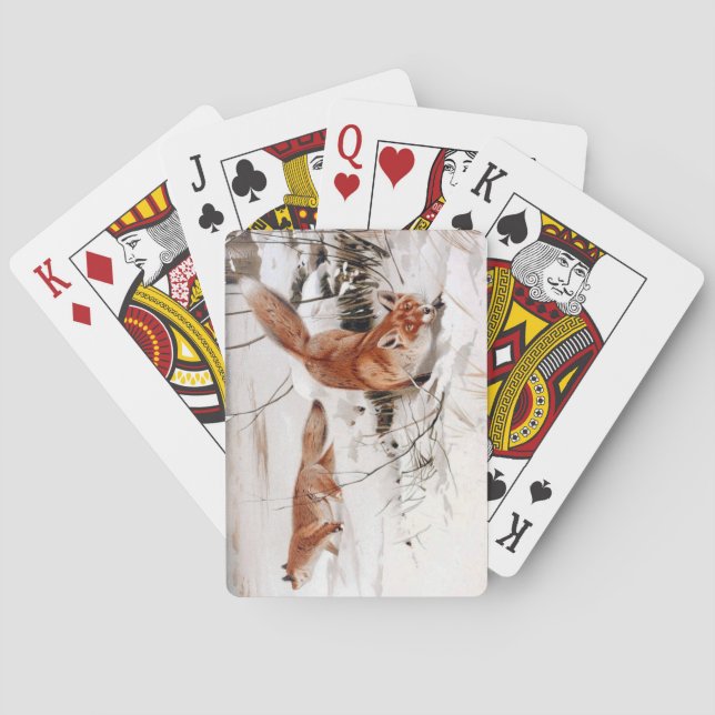 Red Foxes in the Winter Snow (by Wilhelm Kuhnert) Spielkarten (Rückseite)