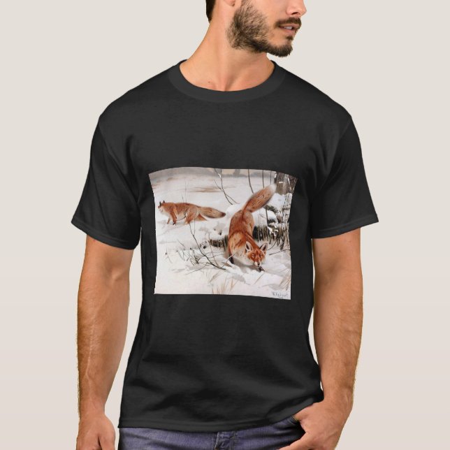 Red Foxes in the Winter Snow (by Wilhelm Kuhnert) T-Shirt (Vorderseite)