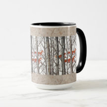Red Foxes in Woods Art Rustic Look LG Tasse