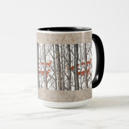 Red Foxes in Woods Art Rustic Look LG Tasse